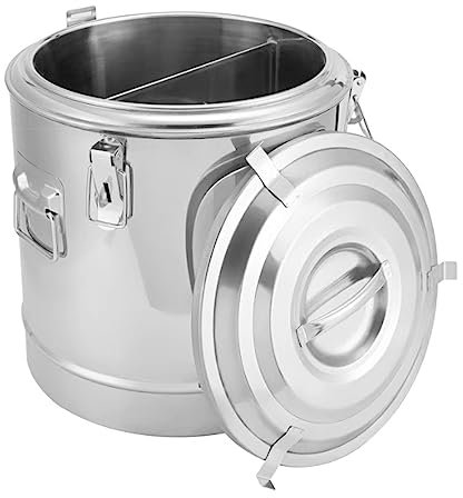ASSYA 2-Fach-Wärmedämmeimer Edelstahl-Wärmedämmeimer mit Deckelgriff Split Format Suppeneimer Kapazität 12-70L,50L