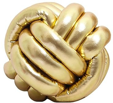 FQQWEE Soft Knot Ball Pillows, Handmade Knotted Ball Throw Pillow, Woven Round Throw Pillow, Gold Knot Pillow, Plush Throw Pillows for Home Room Sofa Couch Bed(Gold)
