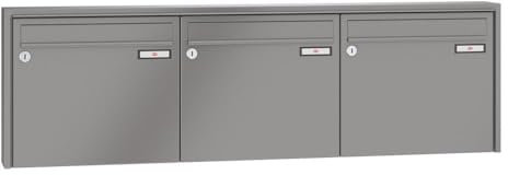 RENZ/Quadra / 3er Aufputz-Briefkastenanlage Wand-Briefkasten/RAL-Farbe 9007 Volumen 12 L/Dein-Briefkasten.de
