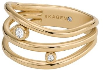 Skagen Prestack-Ring Glitz Wave für Damen Edelstahl goldfarben, SKJ1763710