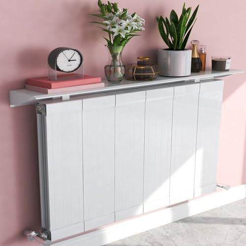AHDFY Radiator Cover,Radiator Shelf White,Heating Hide-Out Cover, No Drilling Required,Modern Cabinet Top,Universal Radiator Shelf Bracket,for Bedroom Decor Display Heater,140cm