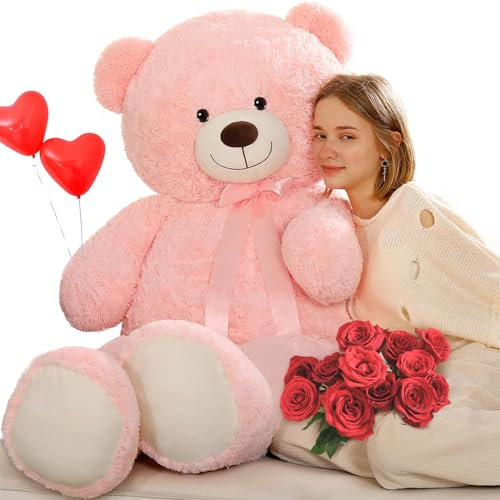MorisMos 150cm riesen Teddy, Rosa groß teddybär XXL, weich Kuscheltier XXXL, Valentinstag Liebesgeschenk Partnerin Ehefrau Mutter Freundin Frauen