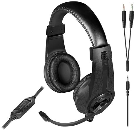 Speedlink LEGATOS Gaming Headset cablato - cuffie leggere con microfono e telecomando cablato, compatibili con PC, PS5, PS4, Xbox, Switch, jack da 3,5 mm con adattatore a Y, nero