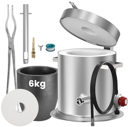 Nelyrho Four de fusion de propane à charnière de 6 kg avec grande capacité, fonte d'aluminium, argent et alliages de cuivre, four de fonderie portable et facile à utiliser pour débutants et