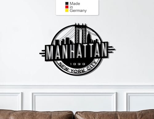 MetalGiftsWorld Manhattan Newyork, Metall Wanddeko, Wanddeko Aus Metall, Metal Wall Art (Größe: 40 x 28 cm)