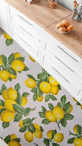il dolce stile della tua casa tappeto passatoia antiscivolo in PVC completamente lavabile a pavimento adatto bagno cucina ed esterno (limoni, 52x3.50)