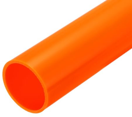 sourcing map 2 Inch PVC Rigid Tube Round Pipe Hardware Tubing 45mm(9/5 Inch) ID 50mm OD 350mm Orange High Impact for Water Pipe Crafts Cable Sleeve