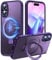 Chicfun 3-in-1 [Magnetic+KickStand+Ring Holder] for iPhone 16 Case with Stand Ring Holder,Compatible with MagSafe, Military Shockproof Protective Kickstand Phone Case iPhone 16 Cover Matte Purple