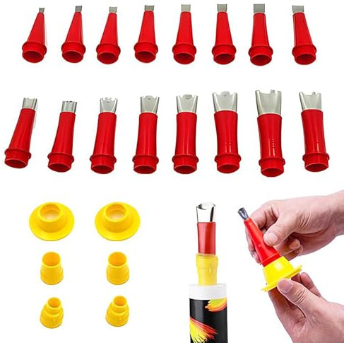 Integrierte Gummidüse Werkzeug Kit, 2024 Neu Kartuschenspitzen, Einteiliger Edelstahldüsen, Silikonspritze Aufsätze Kartuschenspitzen Haushalt Dichtmittel Werkzeug (22 Stück?6 Gummibasis?)