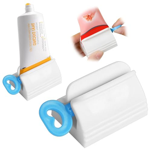 Zahnpasta-Quetscher zum Rollen von Zahnpasta, Mehrzweck-Zahnpasta-Spender, einfacher und praktischer Zahnpasta-Tubenquetscher (blau)