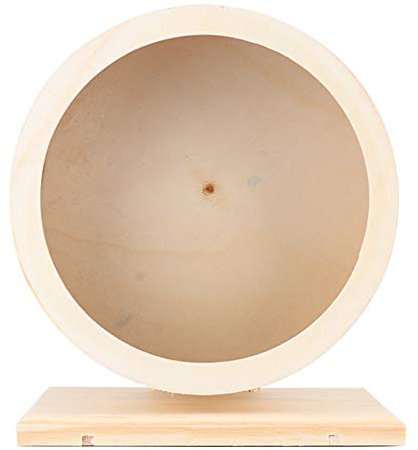 Holz Hamster Rad, Leise Hamsterlaufrad Bogie Wheel mit Holzstandfuß und Korkstreifen Ersatz für Ruhe und Bewegung von Rennmäuse, Ratte, Mäusen, Zwerge, Kleine Chinchilla(25 cm)