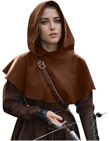 keland Halloween Mittelalter Gugel Kapuze Einzeln Cowl Hood Kapuzenumhang für Damen Herren (A-Braun)