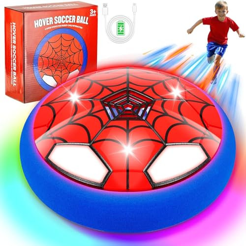 Spider Hover Football Gifts for 3-8 Year Old Boys,LED Rechargeable Football Toys for 4 5 6 7 8 Year Old Kids,Air Power Indoor Foam Football Games,Xmas Birthday Gifts for 3-12 Year Old Boys Girls