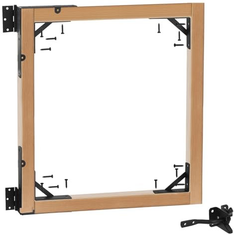 QWORK® Türscharniere Set - Gartentor Scharnier mit Tor Eckstrebenhalterung und Kloben, Hochleistungsstahl Pulverbeschichtet, für Gartentore und Haustüren