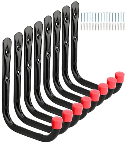 Garagen-Wandhaken, 8 Stück, Leiter-Aufbewahrungshaken, robuste Wandhaken, 17,5 cm Leiter-Aufbewahrungshaken, robuster Wandhaken (19 cm x 17,5 cm)