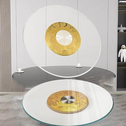 GSKFXJ 70cm Plateau Tournant Verre pour Table À Manger, Assiette De Service Rotatif Lazy Susan Rond, Verre Trempé Plateau Tournant De Cuisine Table(80CM(32IN))