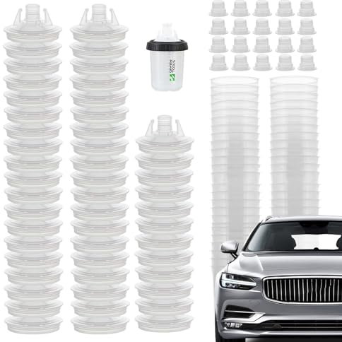 Honhoha Gobelet Rigide Pour Système De Peinture, Gobelets De Mélange De Peinture Automobile,Peinture En Aérosol Sûre Avec Échelle Transparente - Système De 50 Gobelets Et Couvercles, Pistolets