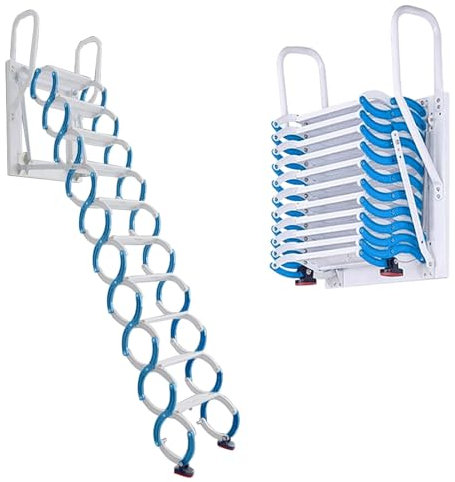 UYHBCNQD Step Ladders Wall Mounted Loft Ladder Pull Down Attic Ladder Household Folding Ladder Indoor Outdoor Attic Stairs Space Saving Safe