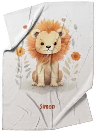 fotobar Kuscheldecke - Namensdecke Kleiner Löwe personalisierbar Multi 140 x 200 cm