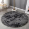 HARESLE Teppich Schlafzimmer,Waschbar Teppich Rosa Flauschig,Hochflor Teppiche Wohnzimmer, Quadratisch Teppiche Weich,Kleiner Tepich Bettvorleger,Flauschiger Tepich für Büro (Dunkelgrau,120cm/47 Zoll)