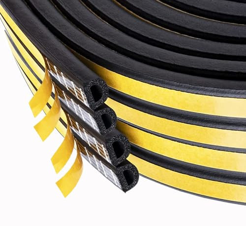 Dichtungsband für Türen Fenster, Türdichtung Selbstklebendes Fensterdichtung Anti-Kollision Gummi Schaum Siegel Streifen Schalldämmung Dichtungsband Selbstklebendes, Schwarz, 20m