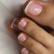 DMQ French Tip False Toenails Short, 24Pcs Square Press on Toenails Nude Pink Fake Toe Nails, White Tip French Stick on Toenails with Glue in 12 Sizes for Women Girls Nail Decorations