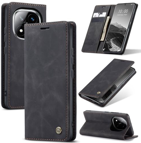 Azororo Handyhülle für Redmi Note 14 Pro+ 5G Hülle Premium Lederhülle Flip Case Magnet Tascher Kartenfach Standfunktion Klapphülle Schutzhülle für Redmi Note 14 Pro+ 5G, Schwarz
