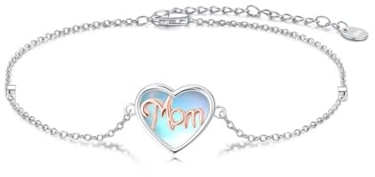 HARMONY BOLA Mama Armband 925 Sterling Silber Herz Armband für Mama Muttertags Mondstein Schmuck für Frauen