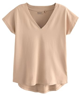 Next Mujeres Camiseta con Manga Casquillo y Cuello de Pico Neutro XL