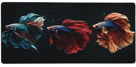 Tapis de Souris XXL Noir 1500 x 800 mm, Base en Caoutchouc Antidérapante Poisson Rouge Tapis Souris Etendu, Surface Nanotextile de Haute Précision Améliore la Mousepad Durable avec et la Vitesse M511