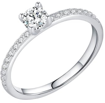 Damenringe Zart Moissanite Ring Women'S Weiß 9K Au375 4X4mm Runde Form Moissanit Größe 45 (14.3) Vorsteckring für Frau Beliebt Schmuck Geschenk