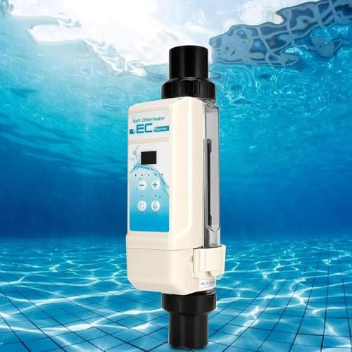 Salt Chlorine Generator, 8/12/16/20g/h Salt Water Pool Chlorine Generator Electrolysis Salt Chlorinator Saltwater System For Pools Self-Cleaning Saltwater Chlorinator For Swimming Pools 12g/hr