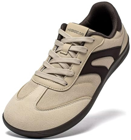HOBIBEAR Barefoot Shoes Zero Drop Wide Fashion Sneakers for Women Men(Light Brown, UK 6.5)