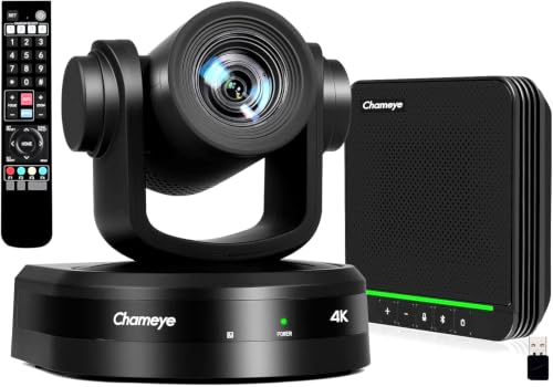 Chameye Set di 4K PTZ telecamera per conferenze con Microfono per conferenza Bluetooth, Zoom 20x, tracciamento automatico AI, USB 3.0, HDMI, telecamera per videoconferenze PTZ per Teams, Zoom (CB201)