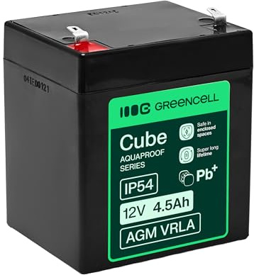 Greencell AGM VRLA 12V 4,5Ah Akku – Wartungsfreier Gel-Akku für UPS, Camper, Alarmanlagen, Notstromversorgung und industrielle Anwendungen, langlebig, IP54 Schutz, hohe Leistung, einfache Installation