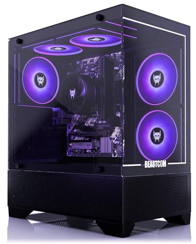 BEASTCOM Q3 Gaming PC Desktop Computer AMD Ryzen 7 5700G, 4K Vega Graphics 16 Threads, 32GB RAM, 1TB M.2 NVMe, 500W 80PLUS PSU, WiFi, Gaming Office Console, Towers Prebuilt PC