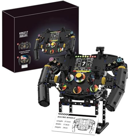 Kaoliscious Racing Simulator Steering Wheel Building Set, Mechanical Sim Racing Car Wheel Bricks with App-Controlled Gyroscope Mode, Racing Wheels Blocks Gift for Adult - 833 Pieces