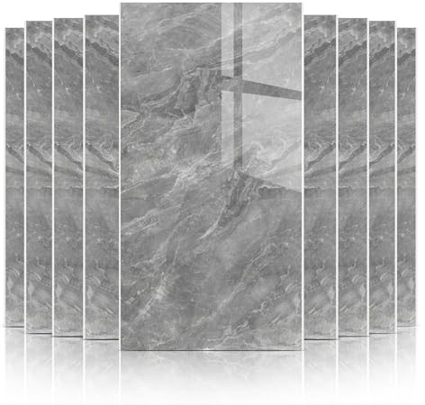 Daisy Dreams Pack of 50 Grey Marble Tile Stickers 60x30cm Thicken Wall Tiles Self Adhesive,Peel and Stick Waterproof Vinyl Marble Tiles for Living Room (50, Grey)