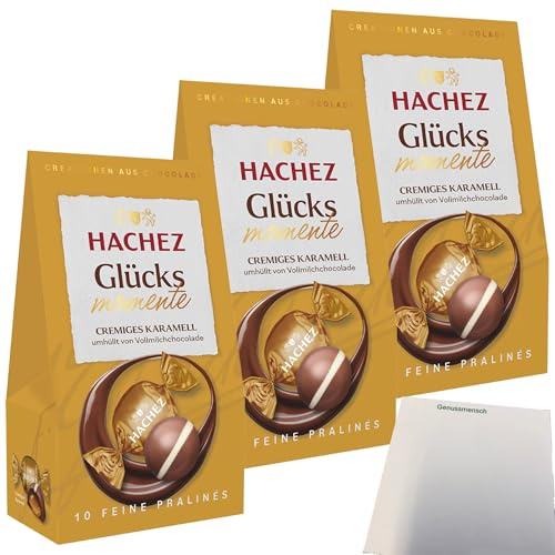 usy Bundle für Hachez Schokolade Glücksmomente Karamell 3er Pack (3x112g Packung) + usy Block
