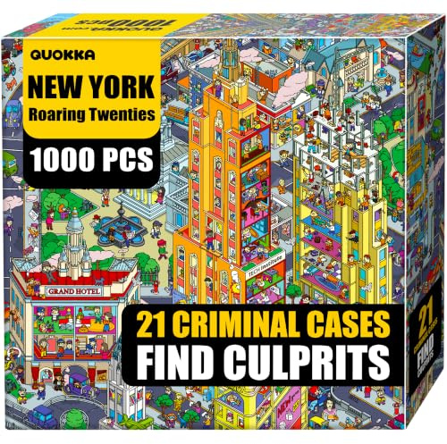 Jigsaw Puzzles for Adults 1000-1000 Piece Jigsaw Puzzles for Adults | Roaring Twenties New York - Detective Adult Jigsaw Puzzles with 21 Cases - Premium Box Packaging - Extra Fun Challenges
