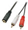 Lindy Câble audio Premium 2 x RCA (Cinch) vers jack 3,5mm femelle, 25cm