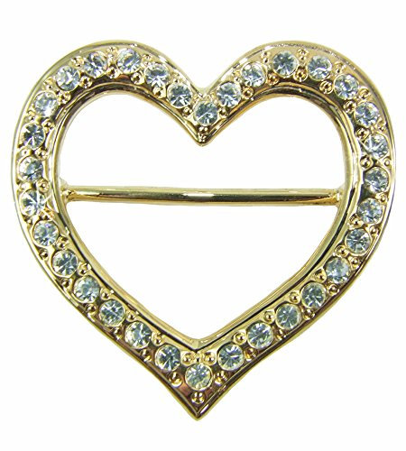 Trachtenland Herz Schalring Brosche mit Strass - Gold - Schöner Schmuck zum Halstuch