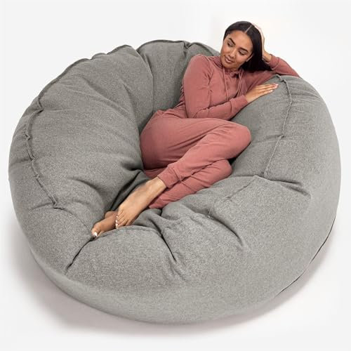 Lounge Pug, 'Mega-Mammoth' Sofa Sitzsack XXL, Schlafsofa, Interalli Wolle Silber