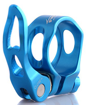 Upanbike Fahrradsattelstützen-Klemme aus Aluminiumlegierung, hohler Schnellspanner, 31,8 mm, 34,9 mm, runder Clip, blau, 31,8 mm