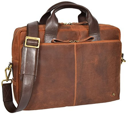 Aktentasche aus echtem Leder, Vintage, Malibu Tan