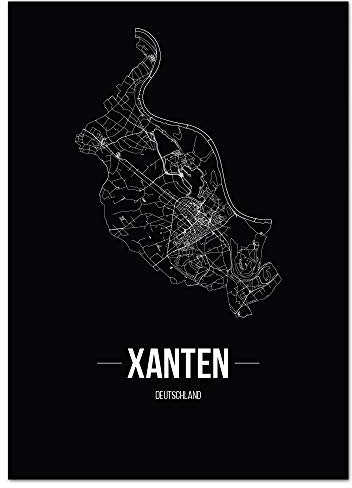 JUNIWORDS Stadtposter, Xanten, Wähle eine Größe, 40 x 60 cm, Poster, Schrift B, Schwarz