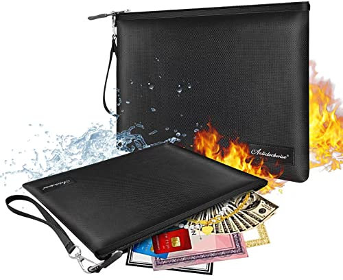 Anticlockwise Feuerfeste Wasserdichte Dokumententasche (34x25cm) mit Schlaufe, Sicher für A4-Dokumente, Tablet & Wertsachen – Reißverschluss-Organizer für Zuhause & Büro