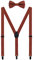 WANYING Herren Hosenträger Fliege Set - 3 Schwarz Clips Y Form 2,5cm Hochelastisch Hosenträger für Herren 140-185cm - Retro Braun