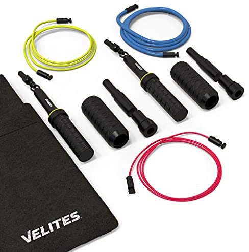 Velites Jump Rope 2.0 Earth Pack + Ballast + Cavi (alluminio nero), 2 anni di garanzia