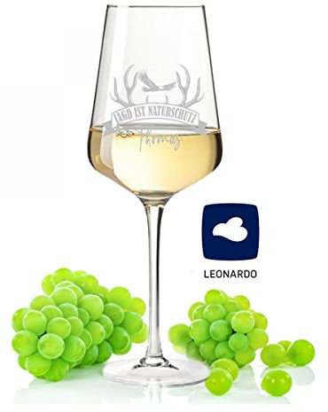 GRAVURZEILE Graviertes Leonardo Puccini Weinglas - Waidmannsheil Jagd ist Naturschutz Design - Personalisiert mit Name für Jäger - Geschenk zum Geburtstag für Sie & Ihn - Farbe: Puccini